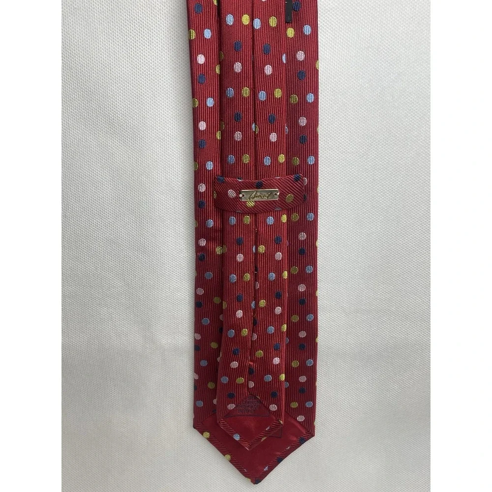 New Vintage Brioni Red Polkadot Tie Classic Repp Silk Handmade in Italy Necktie